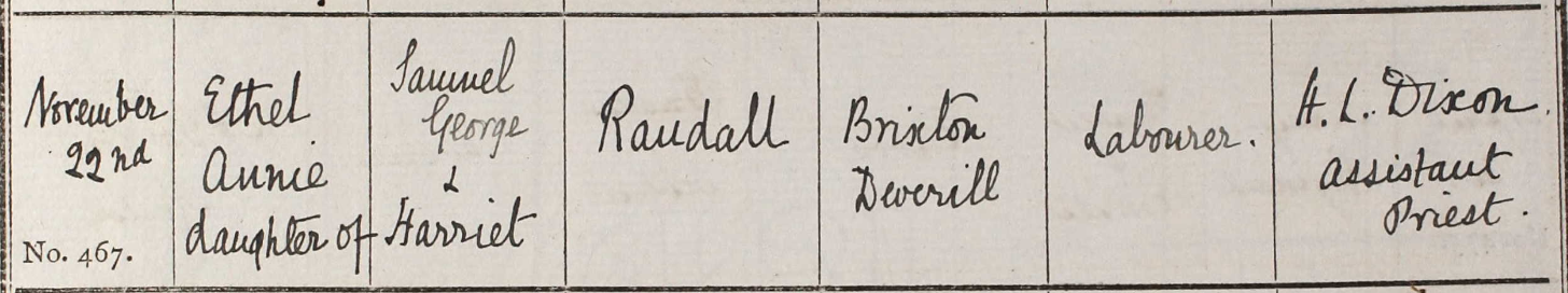 1896 Christening - Ethel Annie Randall