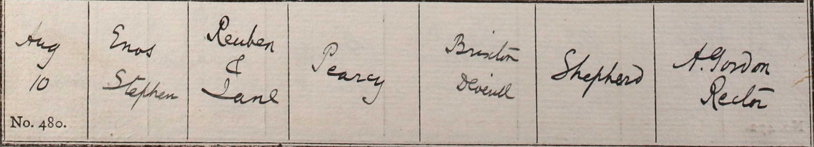 1902 Christening - Enos Stephen Pearcy