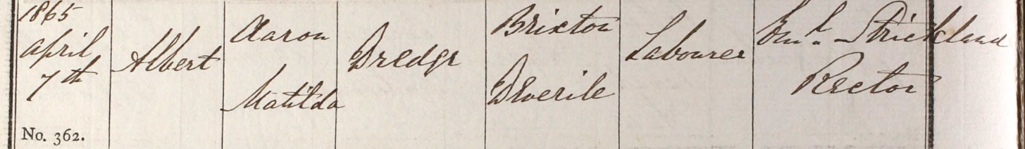 1865 Christening - Albert Dredge