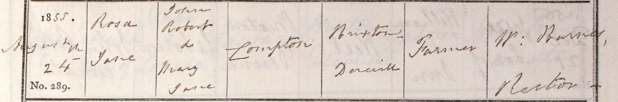 1855 Christening - Rosa Jane Compton