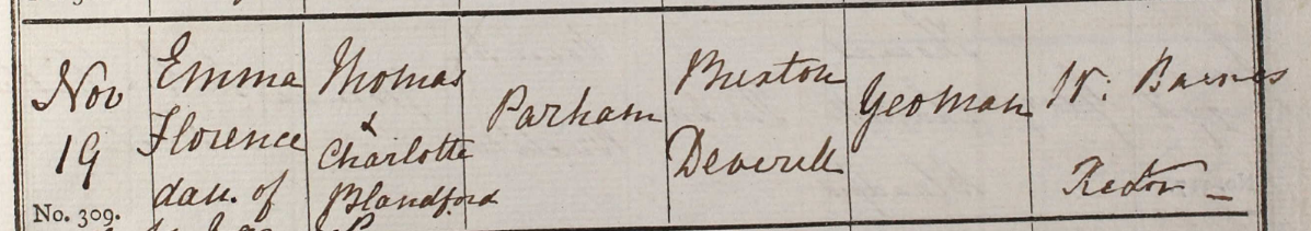 1857 Christening - Emma Florence Parham