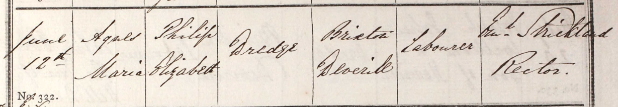 1859 Christening - Agnes Maria Dredge