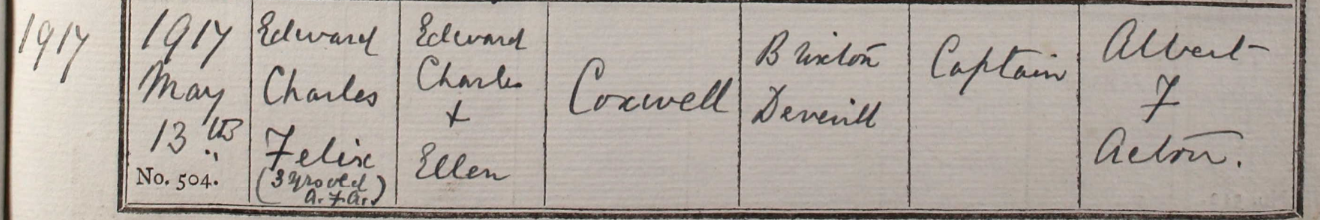 1917 Christening - Edward Charles Felix Coxwell