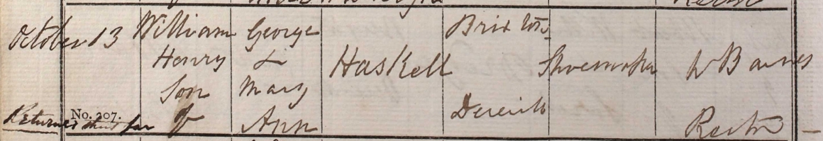 1844 Christening - William Henry Haskell