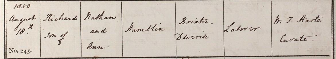 1850 Christening - Richard Hamblin