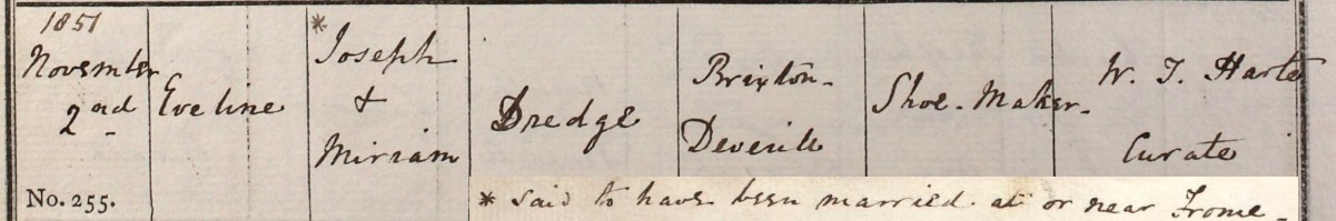 1851 Christening - Eveline Dredge