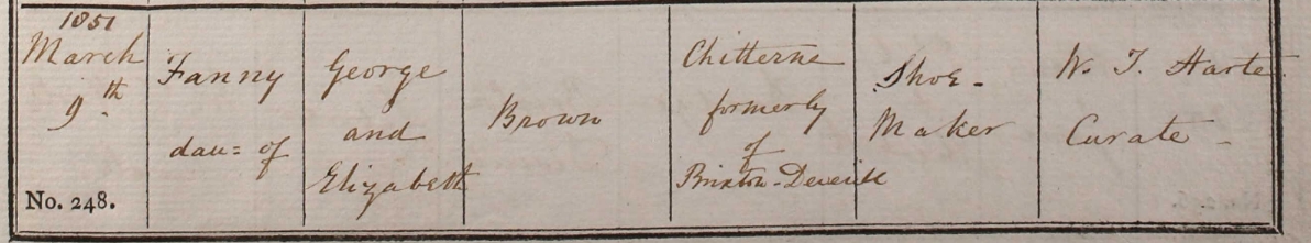 1851 Christening - Fanny Brown