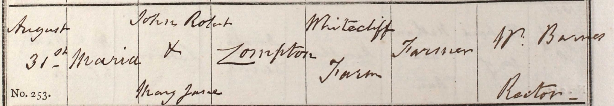 1851 Christening - Maria Compton