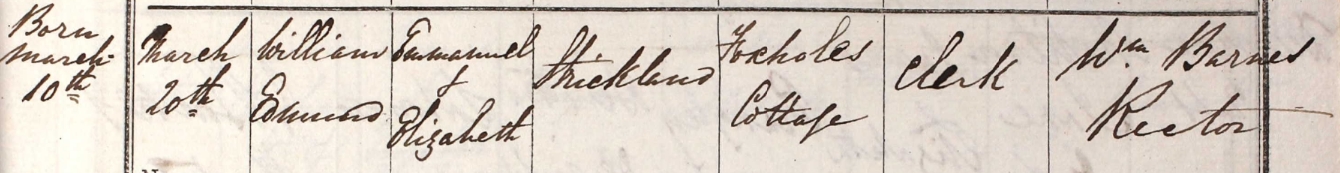 1843 Christening - William Edmund Strickland