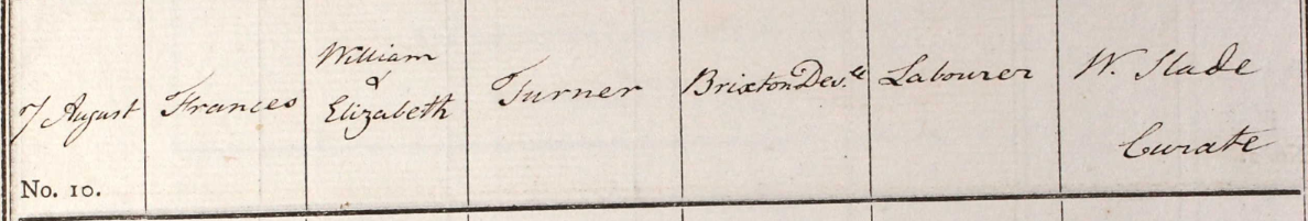 1814 Christening - Frances Turner