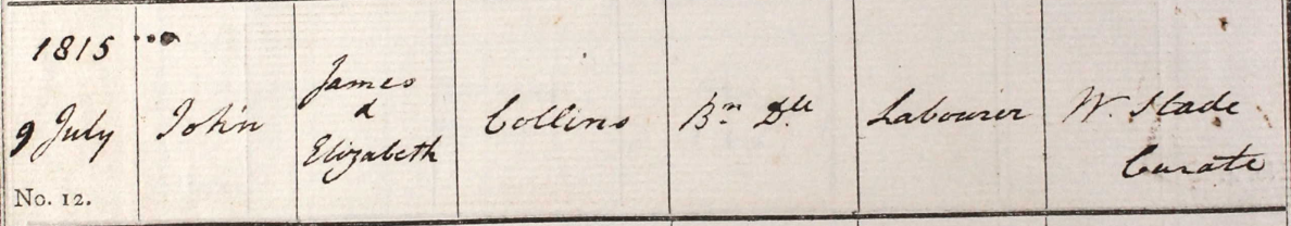 1815 Christening - John Collins