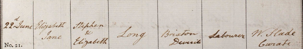 1817 Christening - Elizabeth Jane Long