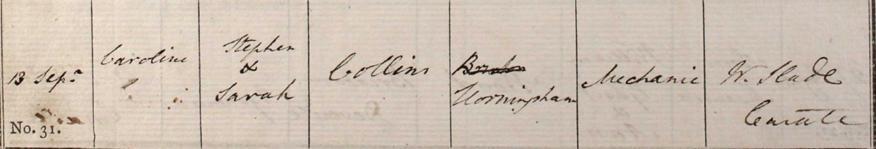 1818 Christening - Caroline Collins