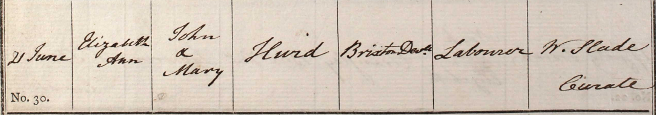 1818 Christening - Elizabeth Ann Hurd