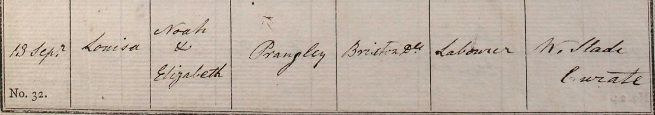 1818 Christening - Louisa Prangley