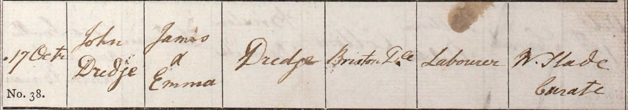 1819 Christening - John Dredge