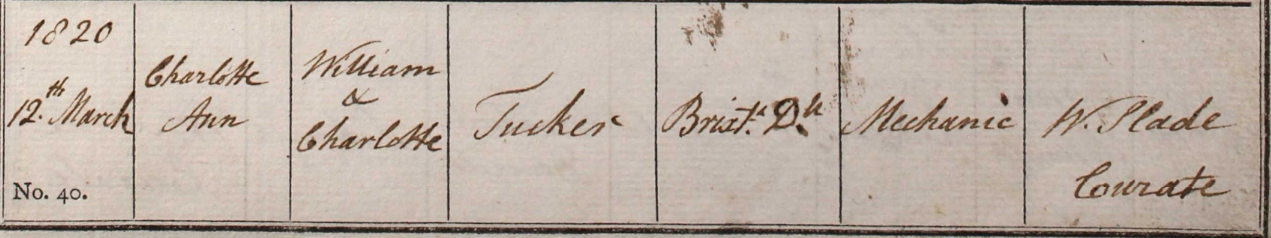 1820 Christening - Charlotte Ann Tucker