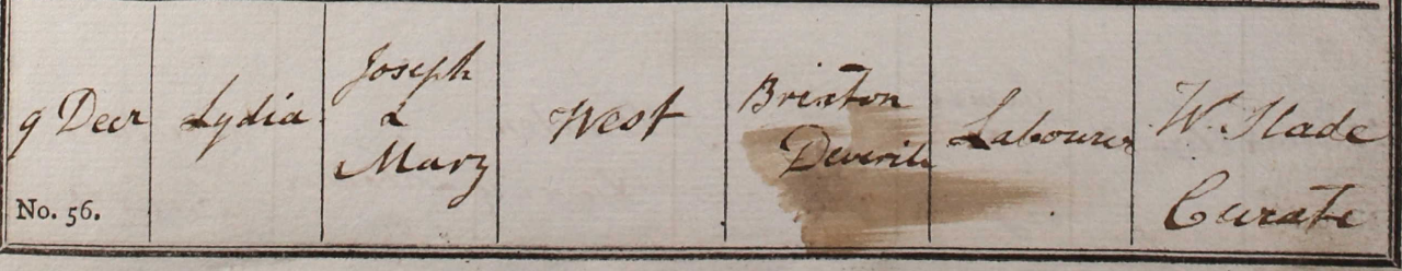 1821 Christening - Lydia West