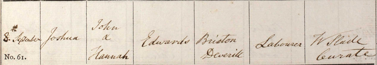 1822 Christening - Joshua Edwards