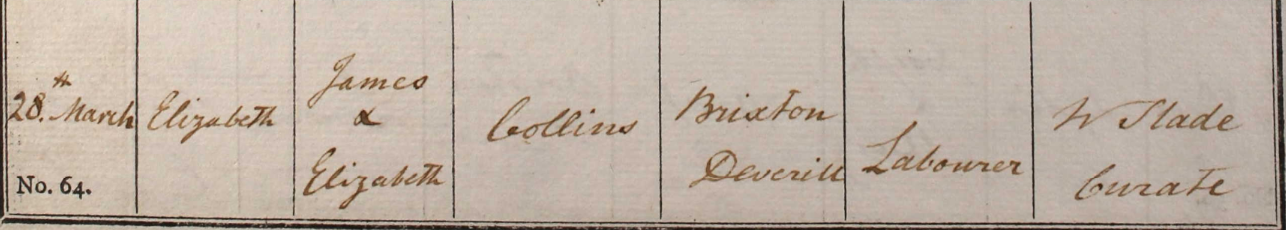 1823 Christening - Elizabeth Collins