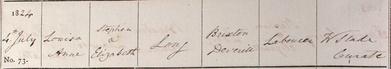 1824 Christening - Louisa Anne Long