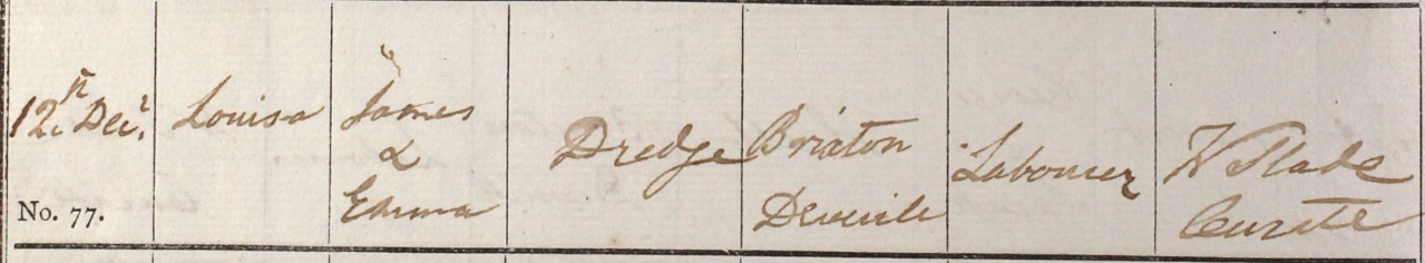 1824 Christening - Louisa Dredge