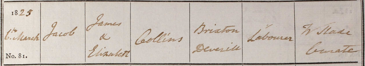 1825 Christening - Jacob Collins