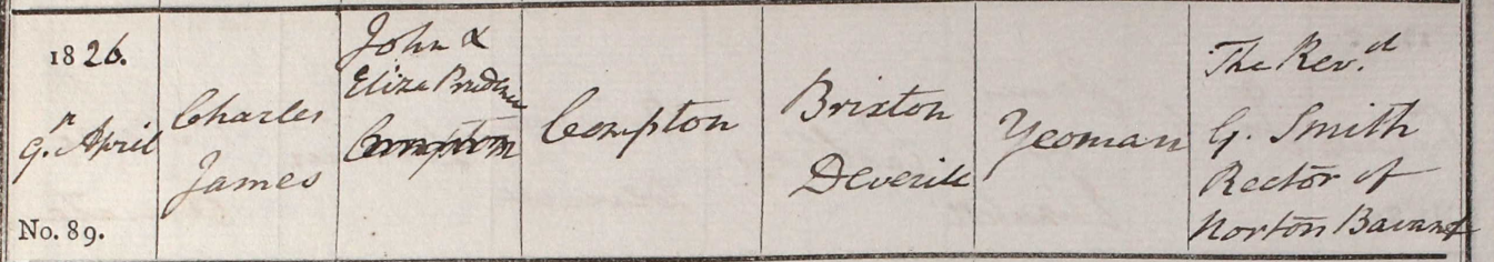 1826 Christening - Charles James Compton