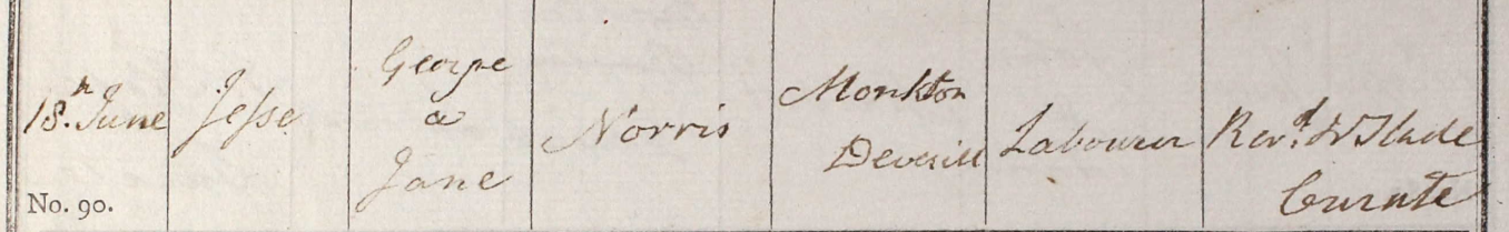 1826 Christening - Jesse Norris