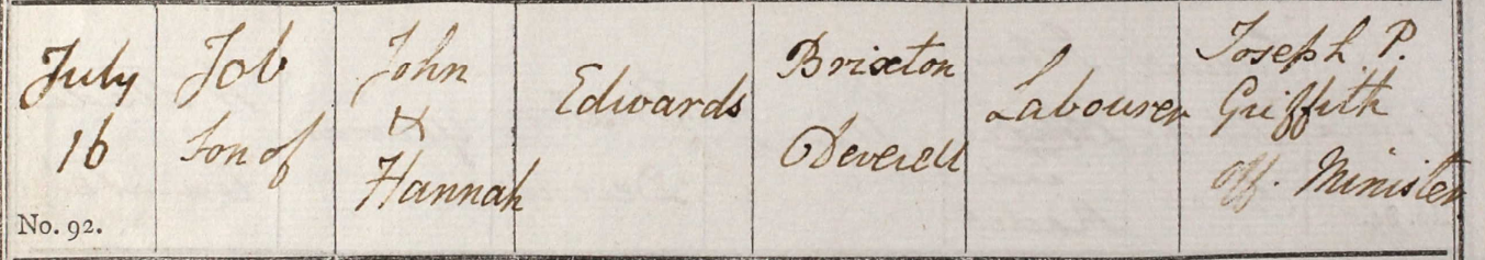 1826 Christening - Job Edwards