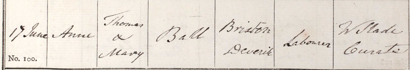 1827 Christening - Anne Ball