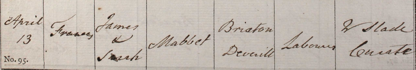 1827 Christening - Frances Mabbett