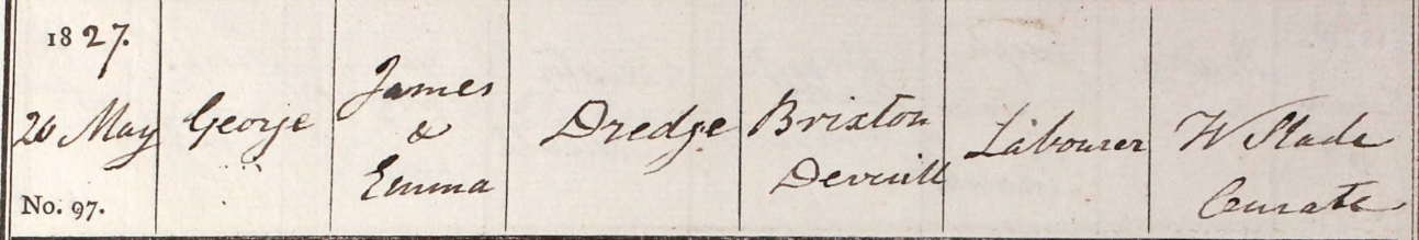 1827 Christening - George Dredge