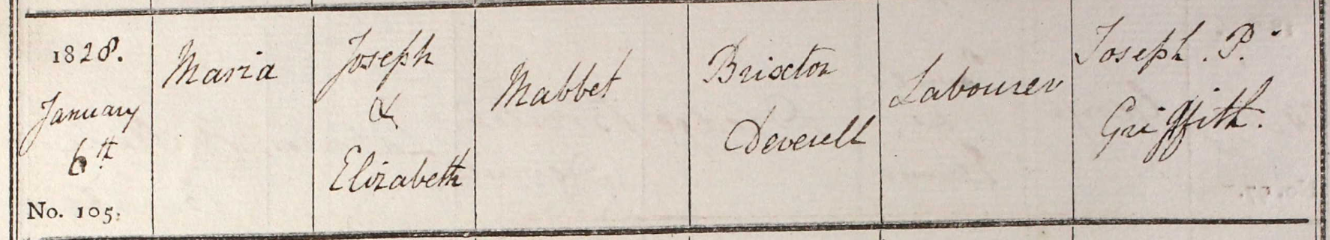 1828 Christening - Maria Mabbett