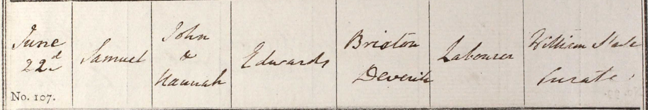 1828 Christening - Samuel Edwards