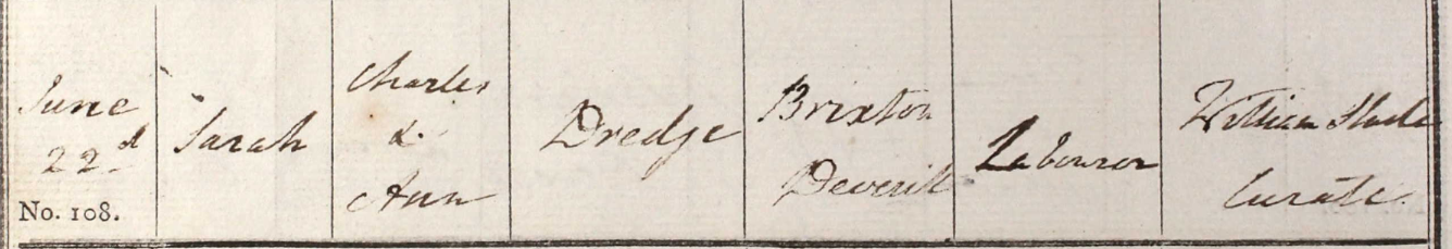 1828 Christening - Sarah Dredge