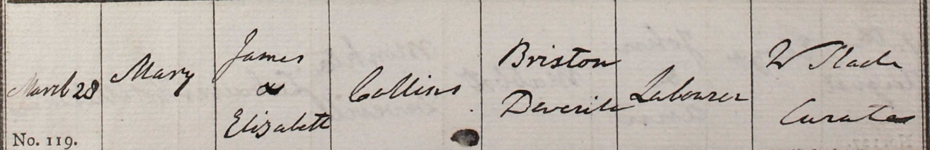 1830 Christening - Mary Collins