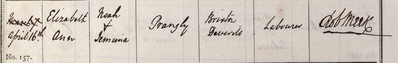 1837 Christening - Elizabeth Ann Prangley