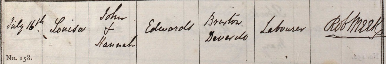 1837 Christening - Louisa Edwards