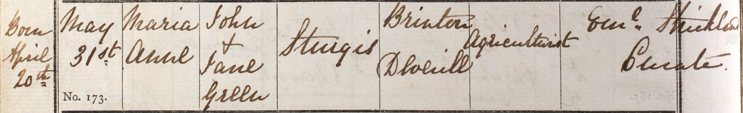 1840 Christening - Maria Anne Sturgis