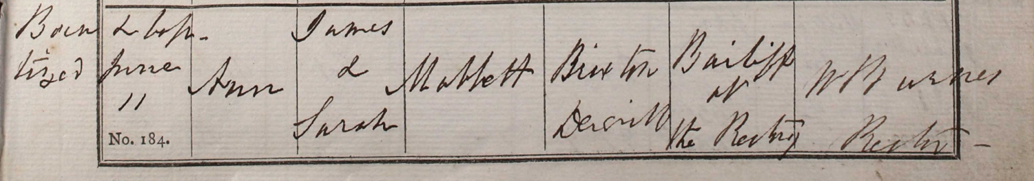 1841 Christening - Ann Mabbett