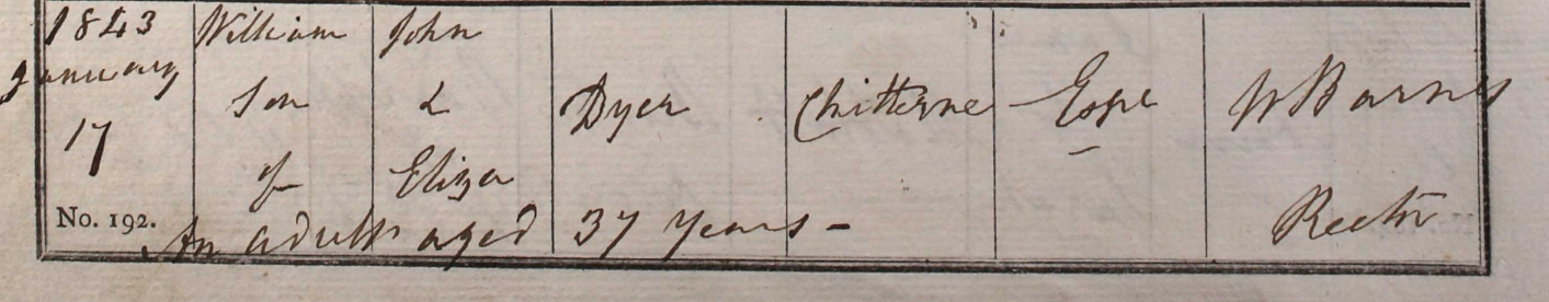 1843 Christening - William Dyer