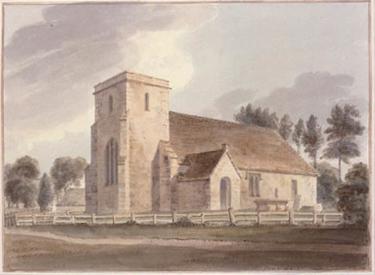 Monkton Deverill Church - Watercolour by John Buckler 1804